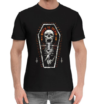 Мужская хлопковая футболка Rock is dead (skeleton)