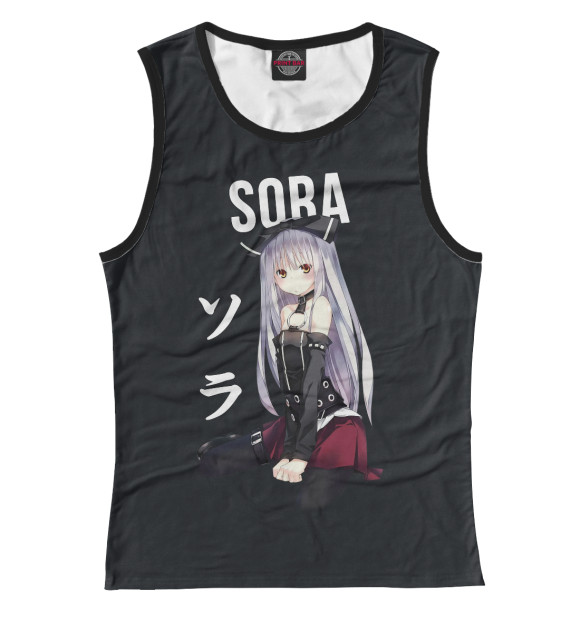 Майка для девочки с притом Связанные небом / Sora цвета Белый Майка для девочки с изображением Связанные небом / Sora цвета Белый
