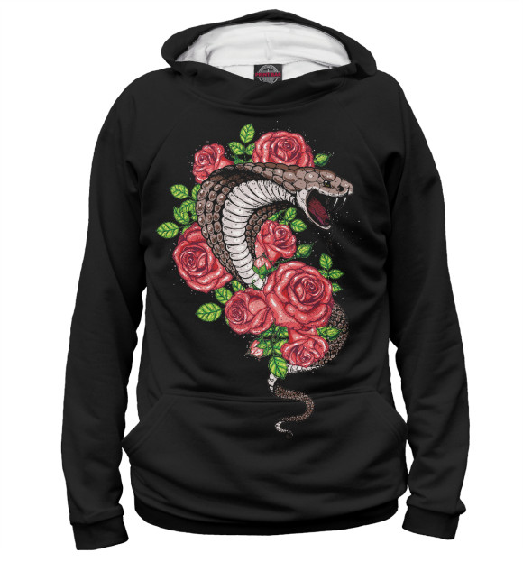 Мужское худи с изображением Кобра цвета Белый