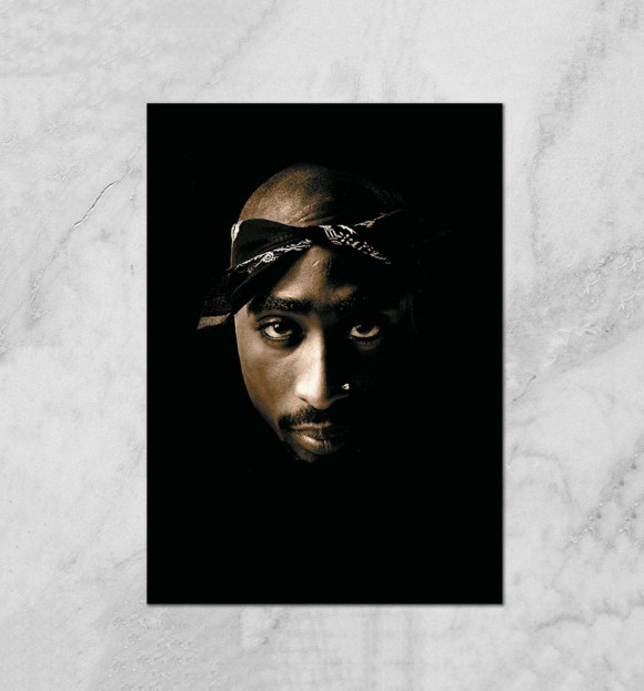 Плакат с притом Tupak Shakur цвета Белый Плакат с изображением Tupak Shakur цвета Белый