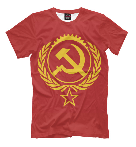 Мужская футболка с изображением Серп и Молот СССР цвета Светло-коричневый