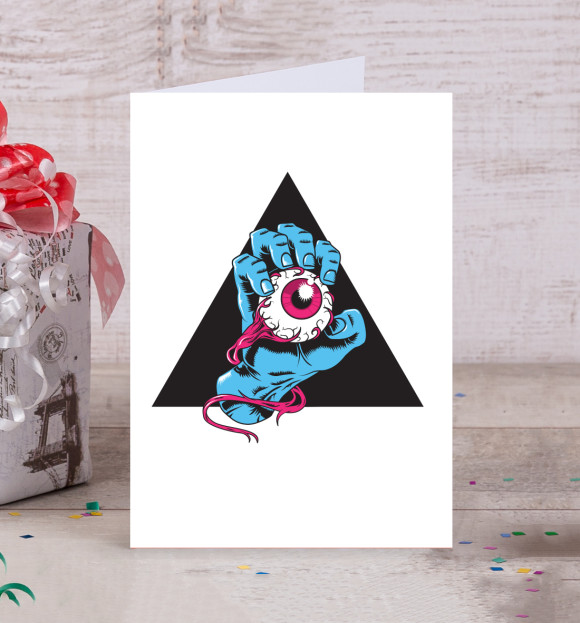 Открытка с притом Глаз в руке цвета Белый Открытка с изображением Глаз в руке цвета Белый