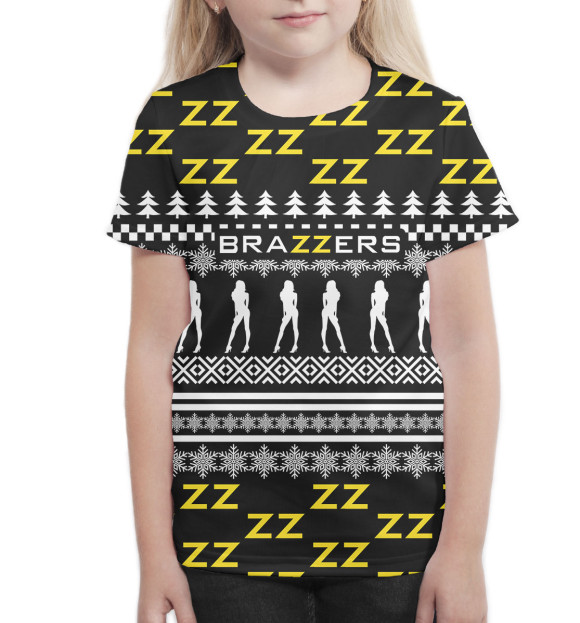 Футболка для девочек с изображением Brazzers цвета Белый