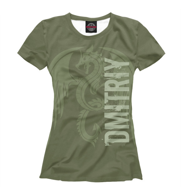 Женская футболка с изображением Дмитрий и дракон цвета Белый
