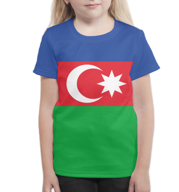 Футболка для девочек с изображением Азербайджан цвета Белый