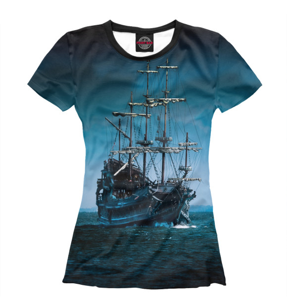 Женская футболка с изображением Корабль цвета Белый