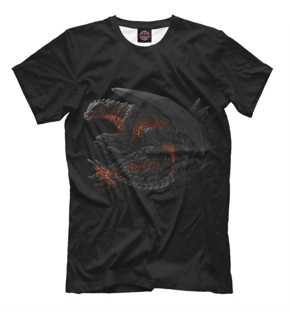 Мужская футболка с изображением Чёрный Дракон цвета Черный