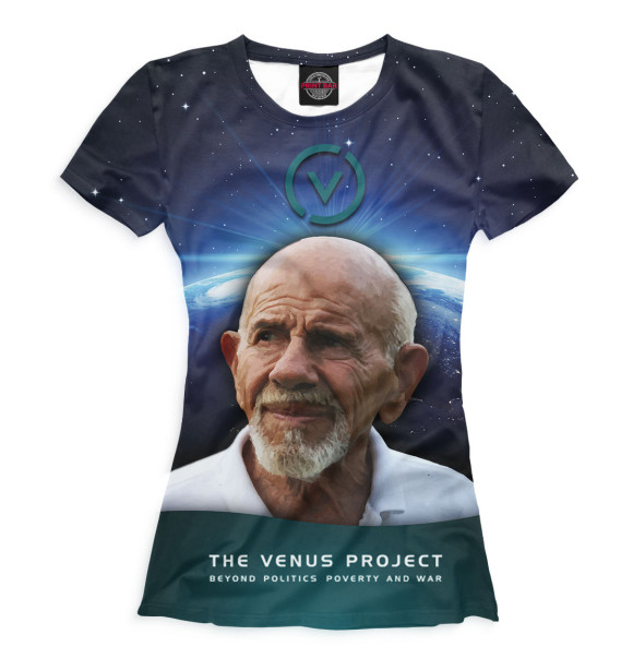 Женская футболка с изображением Жак Фреско — «Проект Венера» цвета Белый