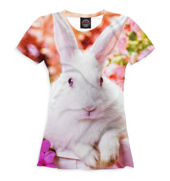 Женская футболка с изображением Кролики цвета Белый