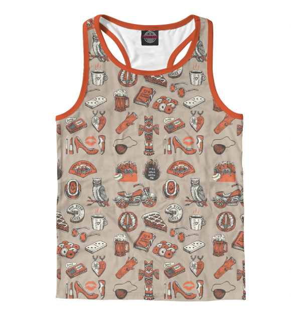 Мужская майка-борцовка с изображением Twin Peaks Symbols цвета Белый