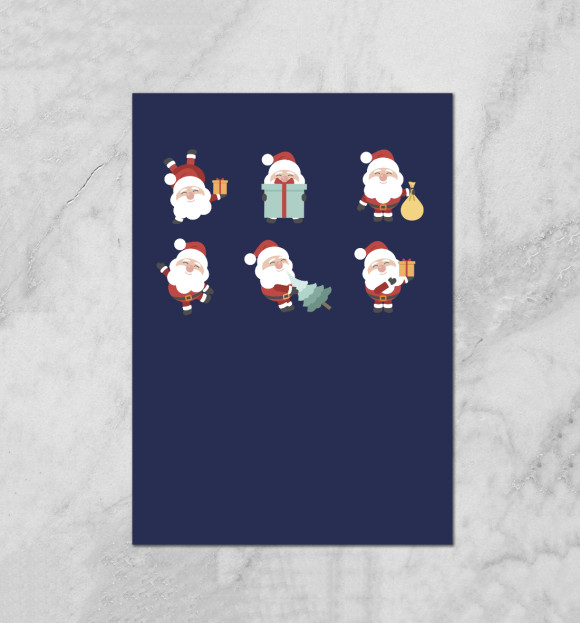 Плакат с изображением Санты Клаусы цвета Белый