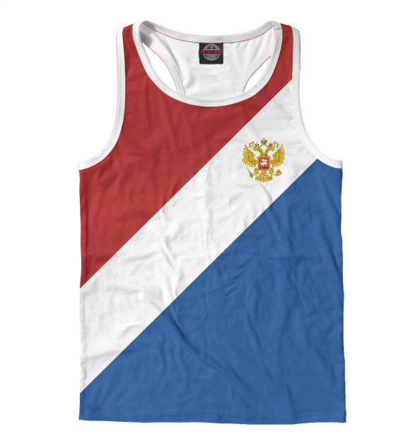 Мужская майка-борцовка с изображением Герб РФ цвета Белый