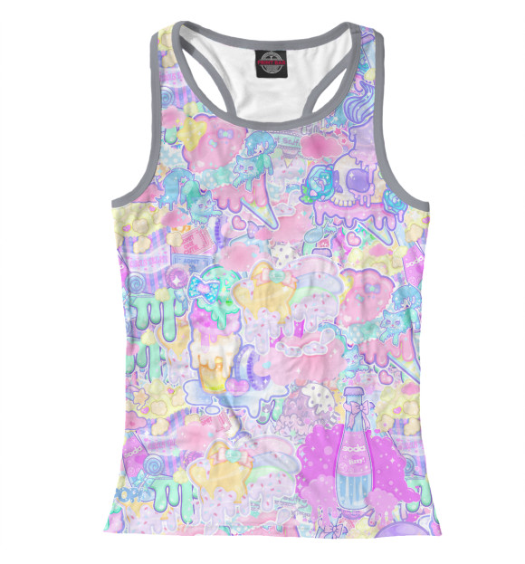 Женская майка-борцовка с изображением Стикерное безумие цвета Белый