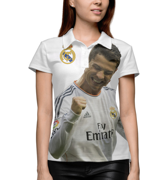 Женское поло с изображением Ronaldo цвета Белый