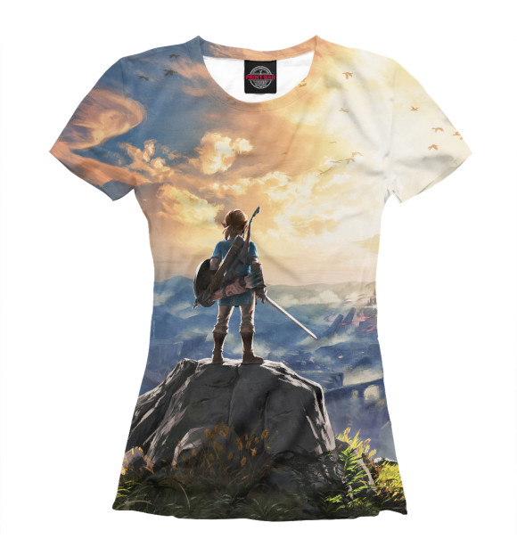 Женская футболка с изображением The Legend Of Zelda Breath Of The Wild цвета Белый