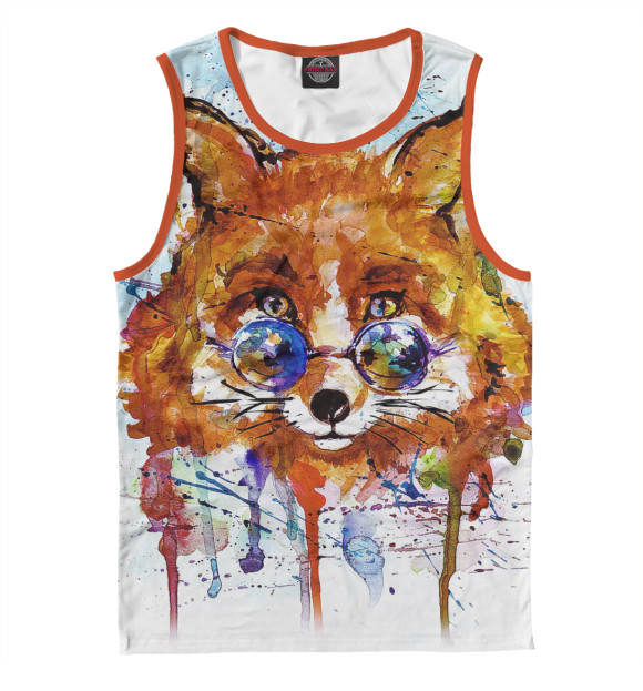 Мужская майка с изображением Яркая лисица цвета Белый