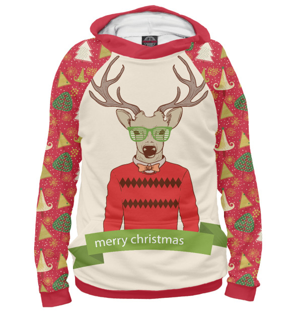 Мужское худи с изображением Oh my Deer цвета Белый