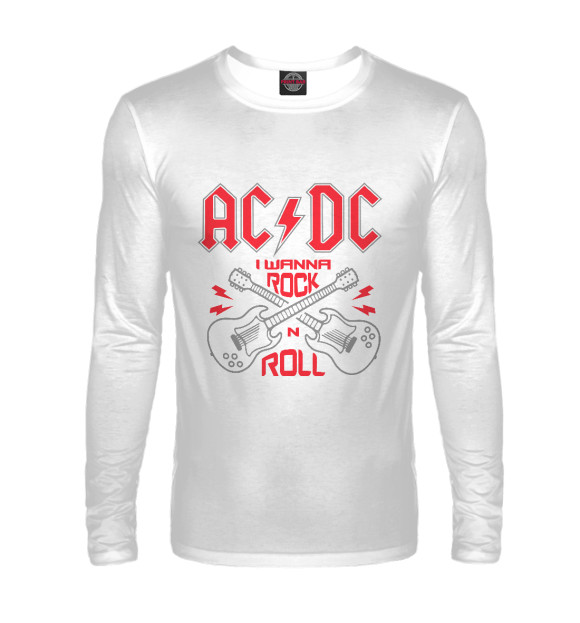 Мужской лонгслив с изображением AC/DC цвета Белый