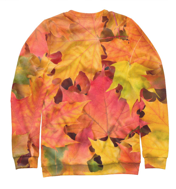 Свитшот для девочек с изображением Осенние листья цвета Белый