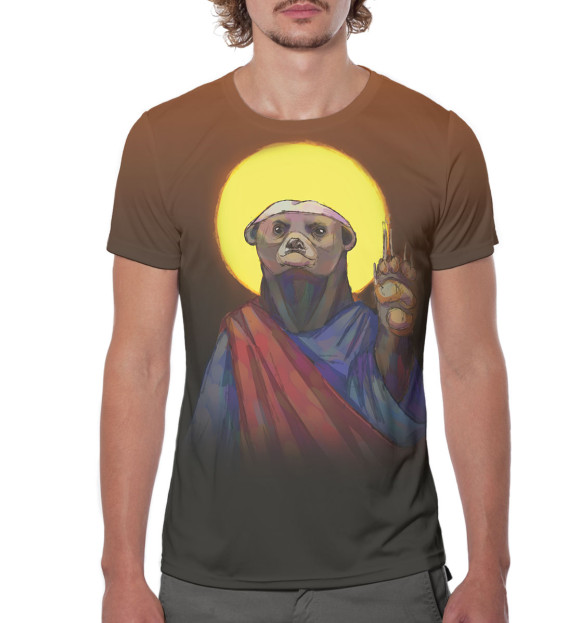 Мужская футболка с изображением Медоед Божество цвета Белый