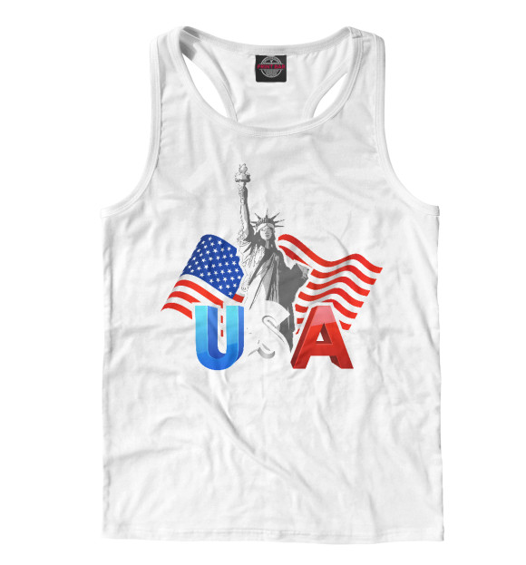 Мужская майка-борцовка с изображением США цвета Белый