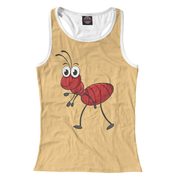 Женская майка-борцовка с изображением Муравей цвета Белый