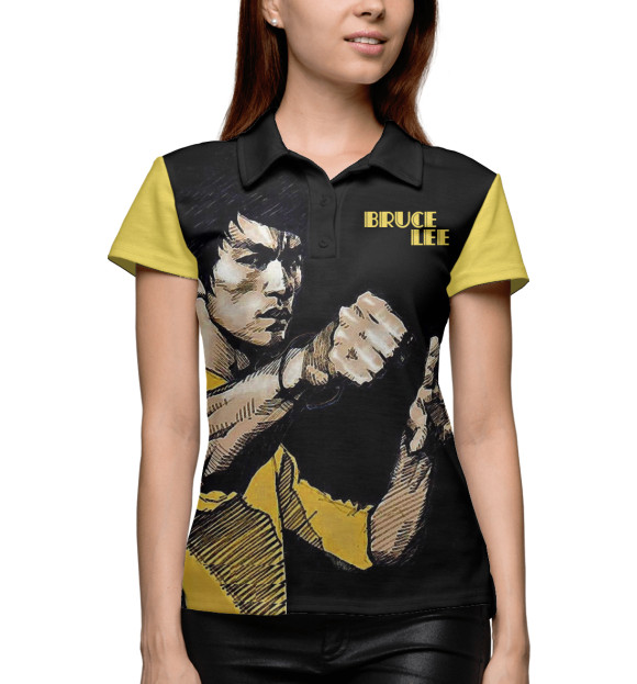 Женское поло с изображением Брюс Ли цвета Белый