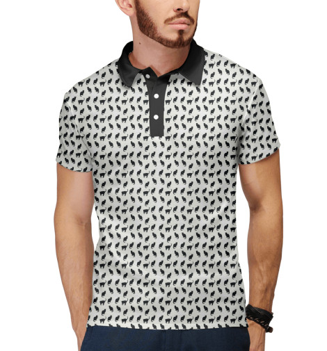 

Поло Print Bar, Белый, Black-white