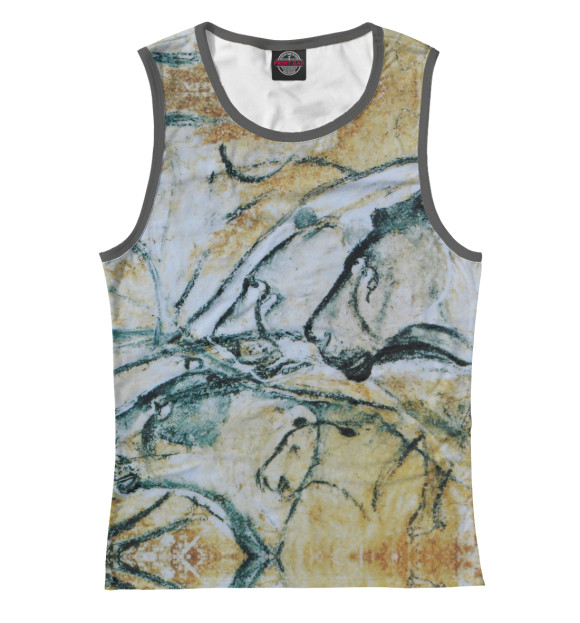 Майка для девочки с притом Древний рисунок. Наскальная живопись. Пещера Шове. цвета Белый Майка для девочки с изображением Древний рисунок. Наскальная живопись. Пещера Шове. цвета Белый