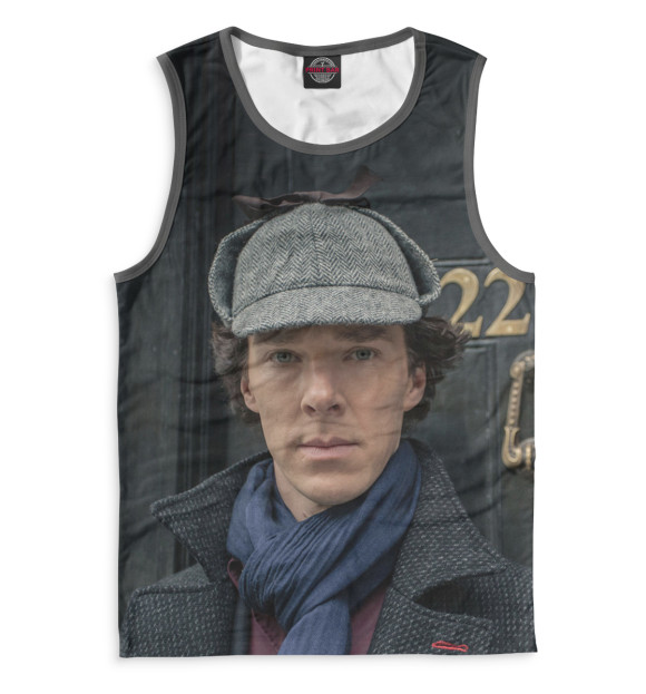 Мужская майка с изображением Шерлок цвета Белый