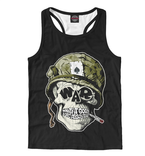 Мужская майка-борцовка с изображением Война цвета Белый