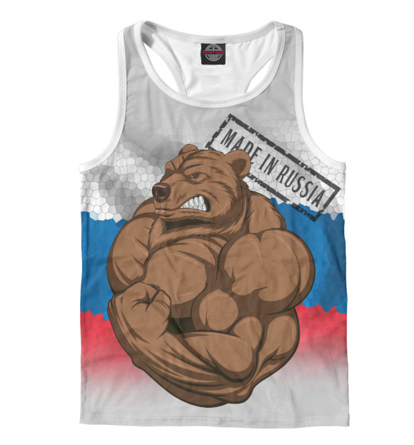 Мужская майка-борцовка с изображением Медведь цвета Белый