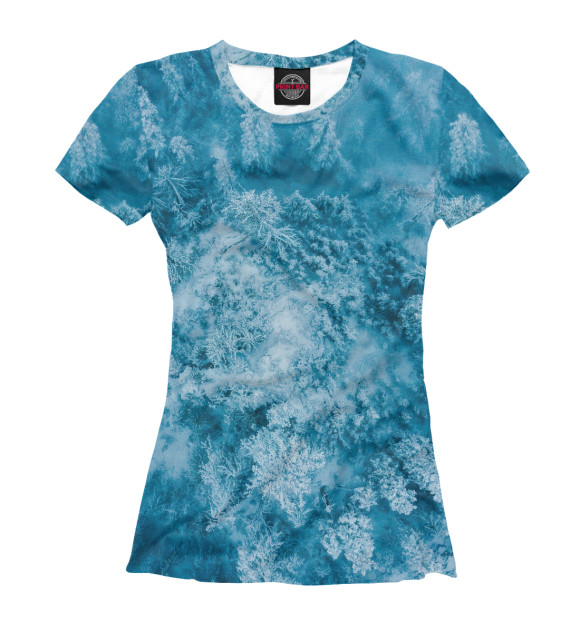 Женская футболка с изображением Зимний лес цвета Белый
