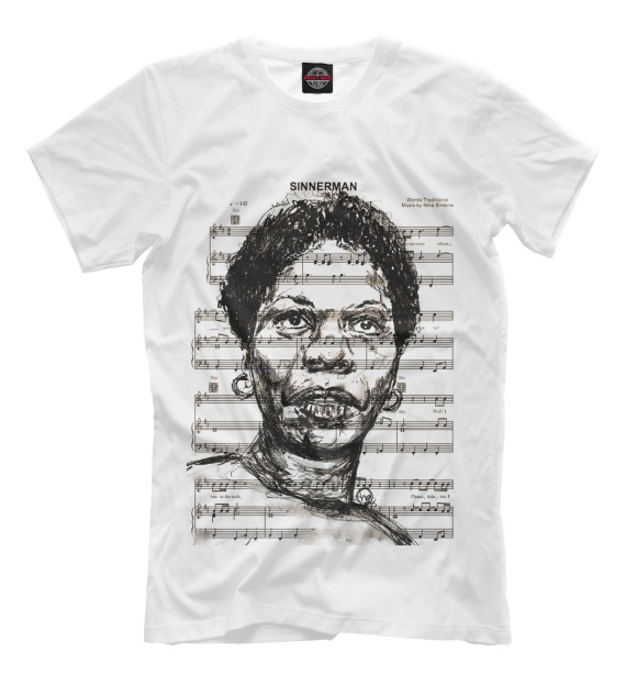 Мужская футболка с изображением Nina Simone цвета Молочно-белый
