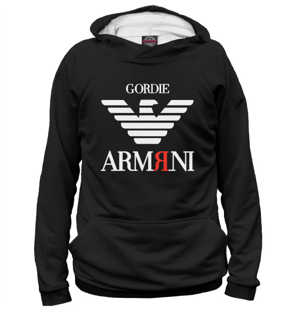Женское худи с изображением ARMЯNI цвета Белый