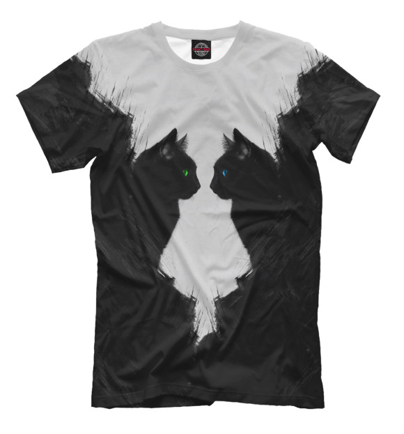 Мужская футболка с изображением Rorschach Cats цвета Черный