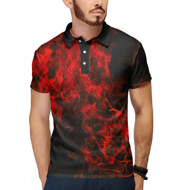 Мужское поло с изображением В огне цвета Белый