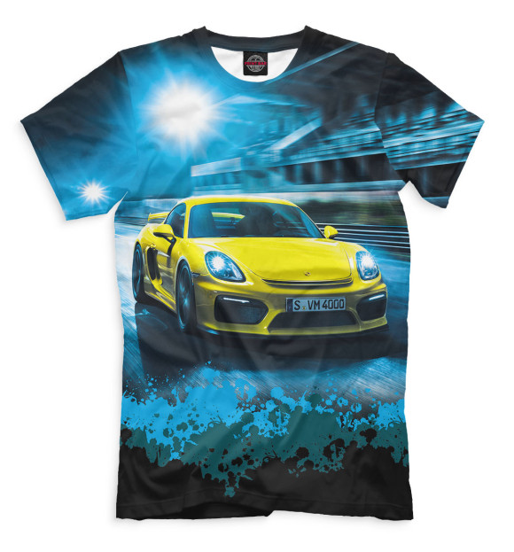 Мужская футболка с изображением Porsche цвета Грязно-голубой