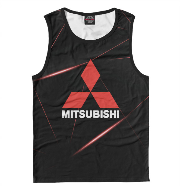 Мужская майка с изображением Mitsubishi фон геометрия цвета Белый