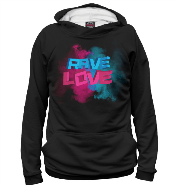 Женское худи с изображением RAVE LOVE цвета Белый
