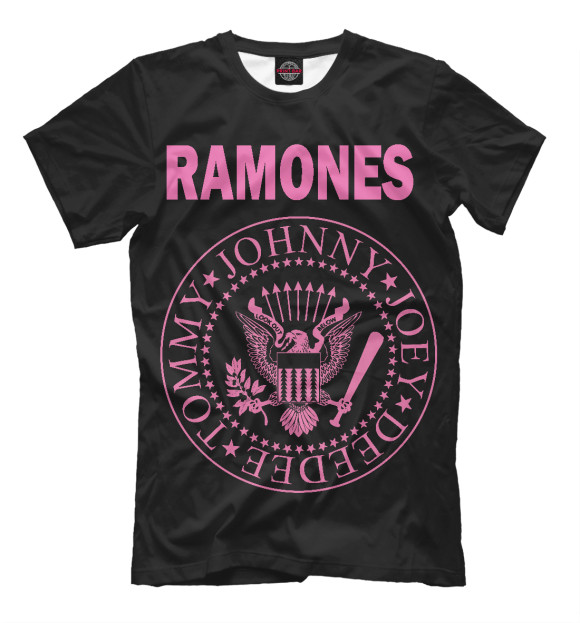 Мужская футболка с изображением RAMONES PINK цвета Черный