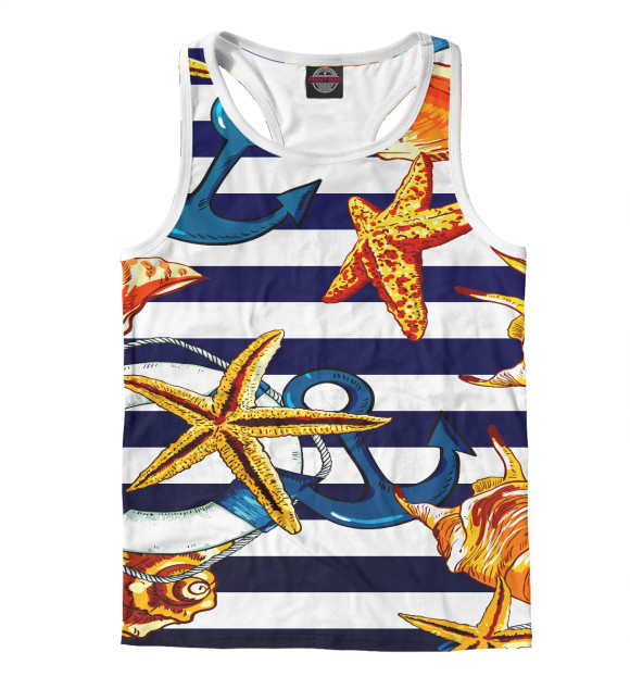 Мужская майка-борцовка с изображением Море цвета Белый