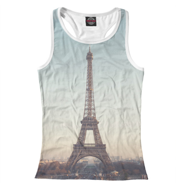 Женская майка-борцовка с изображением Эйфелева башня цвета Белый