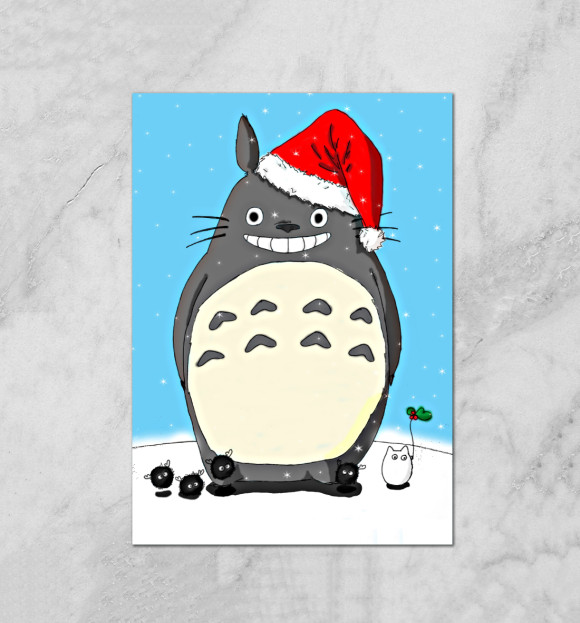 Плакат с изображением New Year Totoro цвета Белый