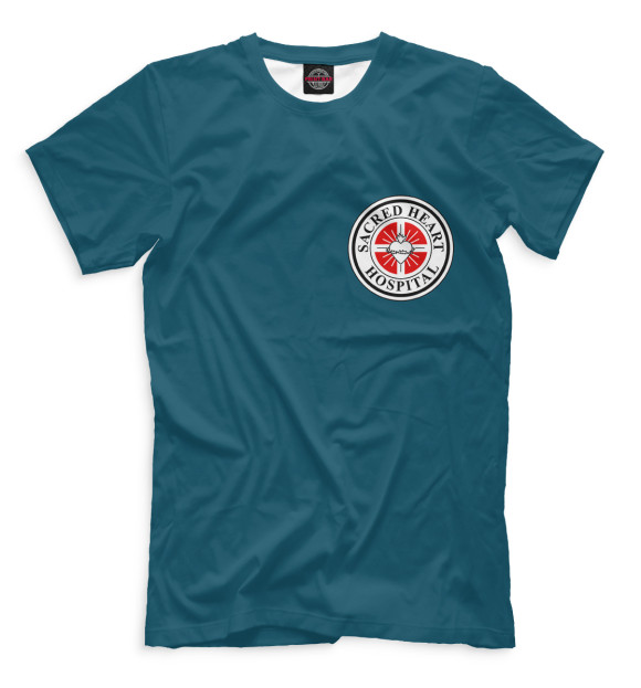 Мужская футболка с изображением Клиника Sacred Heart цвета Темно-зеленый