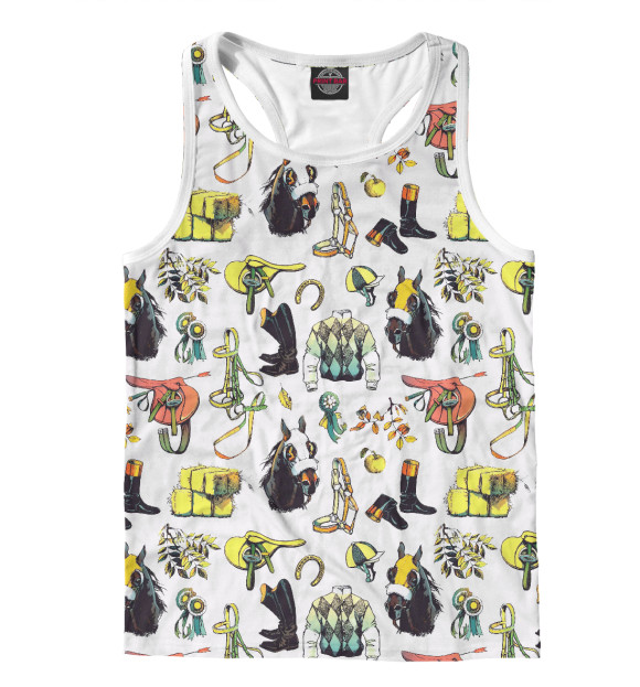 Мужская майка-борцовка с изображением Horse Riding цвета Белый