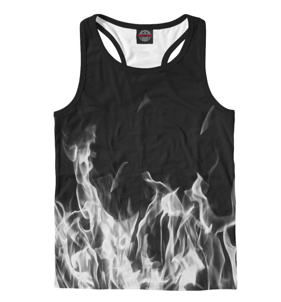 Мужская майка-борцовка с изображением Огненный стиль цвета Белый