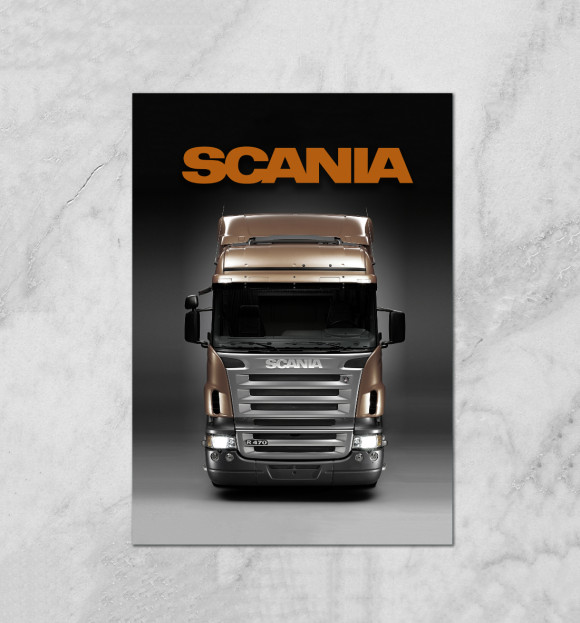 Плакат с изображением Scania цвета Белый
