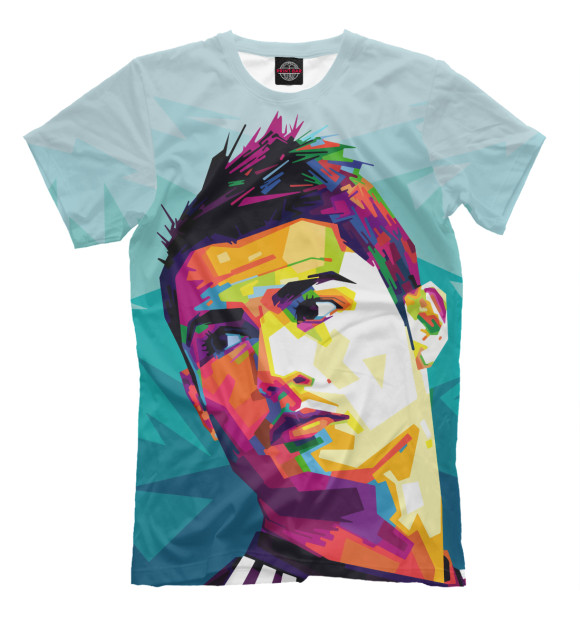 Мужская футболка с изображением Cristiano Ronaldo цвета Молочно-белый