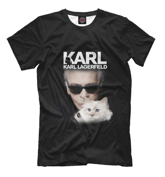 Мужская футболка с изображением Карл Лагерфельд цвета Черный